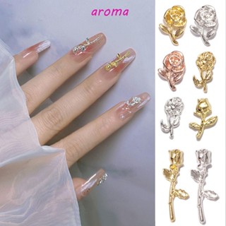 Aroma ดอกไม้ 3D สีเงิน สําหรับตกแต่งเล็บ Diy 5 ชิ้น