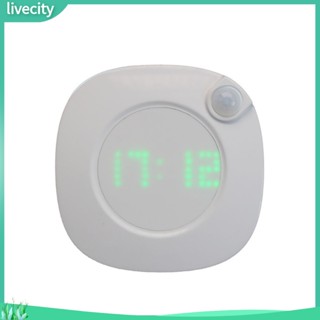 Livecity|  นาฬิกาดิจิทัล LED จับการเคลื่อนไหว มีไฟกลางคืน หน้าจอดิจิทัล สําหรับห้องนอน ห้องน้ํา