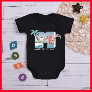 Music TV ชุดรอมเปอร์ จั๊มสูท แขนสั้น ลาย Baju Bayi สําหรับเด็กทารก