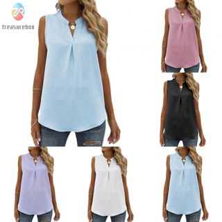 【TRSBX】Women Top Elegant New Pullover Shirt Sleeveless Solid Color Spring Summer