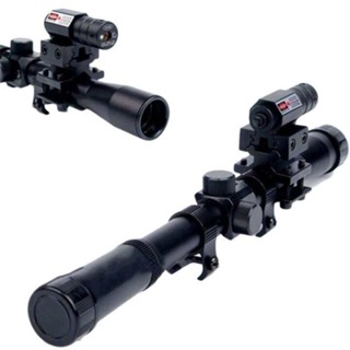 Red Dot Laser Sight  Optic Riflescope พร้อมแบตเตอรี่ที่ปรับได้ 11/20mm Rail Mount สำหรับ Picatinny Weaver Dovetail