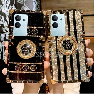 เคสป้องกันโทรศัพท์มือถือ กันกระแทก ลายดอกไม้ พร้อมแหวนขาตั้ง สําหรับ Vivo V29 5G V29 V27 Pro V29Pro V27E V27Pro V29 5G 2023