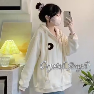 Crystal เสื้อผ้าผู้ญิง แขนยาว เสื้อฮู้ด คลุมหญิง สไตล์เกาหลี แฟชั่น A98J27F 34Z230824