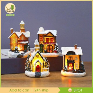 [Ihoce] ฟิกเกอร์ รูปบ้านหิมะ มีไฟ LED เพ้นท์มือ สําหรับตกแต่งคริสต์มาส