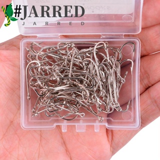 Jarred ตะขอตกปลา สเตนเลส นิกเกิล ปลาหมึก สีดํา ก้านยาว ขนาดใหญ่ 50 ชิ้น