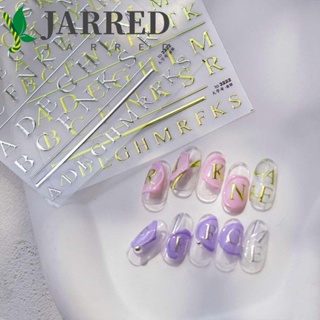 Jarred สติกเกอร์ ลายตัวอักษรภาษาอังกฤษ สีทอง สีเงิน สําหรับตกแต่งเล็บ DIY