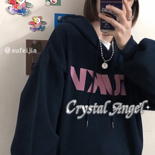 Crystal เสื้อผ้าผู้ญิง แขนยาว เสื้อฮู้ด คลุมหญิง สไตล์เกาหลี แฟชั่น A98J1MU 34Z230824