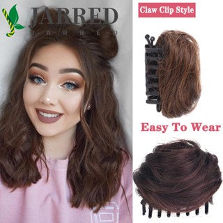 Jarred แฮร์พีชผมสังเคราะห์ สีดํา สีน้ําตาล ธรรมชาติ ผมหยิกยุ่ง คลิปต่อผมซาลาเปา