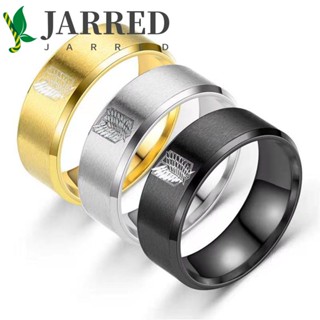 Jarred แหวนสเตนเลส ลายอนิเมะผ่าพิภพไททัน สีเงิน 5 สี ของขวัญ สําหรับผู้ชาย ผู้หญิง