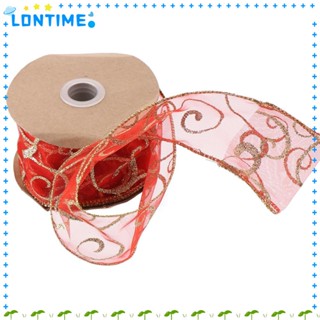 Lontime ริบบิ้นผ้าเชียร์ออแกนซ่า แบบมีสาย 10 หลา 2.5 นิ้ว สีแดง สีแดง 1 ม้วน