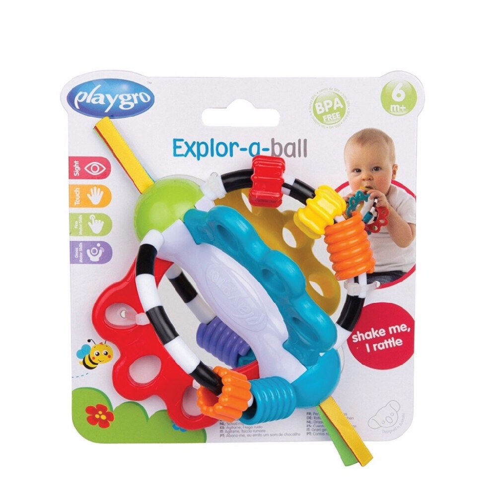Playgro Explor - A - Ball ของเล่น ลูกทรงกลมรวมมิตร ระหว่างพื้นผิว อ่อนนุ่ม แข็ง เสริมสร้างพัฒนาการเด็ก