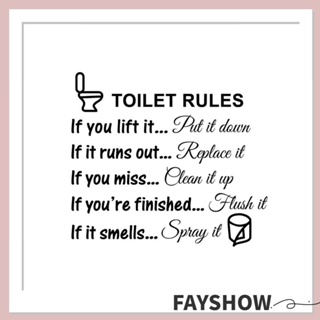 Fay สติกเกอร์ติดผนัง 1/2 ชิ้น อุปกรณ์ประตูห้องน้ํา กฎห้องครัว ป้าย WC ตกแต่งห้องน้ํา ตกแต่งบ้าน