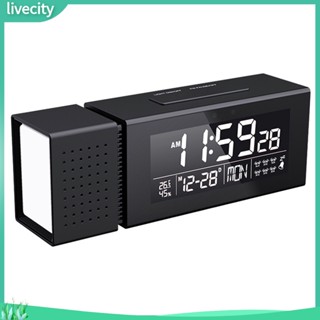 Livecity|  นาฬิกาปลุกดิจิทัล มีเทอร์โมมิเตอร์ หรี่แสงได้ 7 สี สําหรับตกแต่งบ้าน