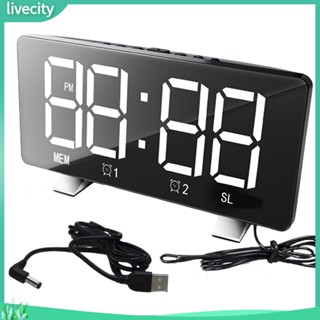 Livecity|  นาฬิกาปลุกดิจิทัล LED Usb 12 24 ชั่วโมง โหมดคู่ เลื่อนปลุก พร้อมวิทยุ FM