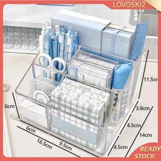 [Lovoski2] กล่องอะคริลิคใส สําหรับเก็บแปรงแต่งหน้า ดินสอ ปากกา ในห้องน้ํา ห้องครัว