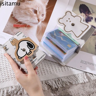 Isitaft กระเป๋าใส่บัตร หนัง PU ลายการ์ตูน Snoopy หมี รถบัส สุนัข สําหรับผู้ชาย