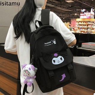 Isitaft กระเป๋าเป้สะพายหลัง กระเป๋านักเรียน พิมพ์ลายการ์ตูน Cinnamoroll Kuromi สามารถปรับได้ เข้ากับทุกการแต่งกาย สําหรับนักเรียน