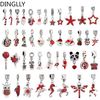 Dinglly จี้อัลลอย รูปซานต้าคลอส ขนมปังขิง ดาว สีแดง สําหรับทําเครื่องประดับ Diy