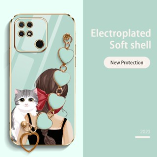 Ybd เคสโทรศัพท์มือถือ ลายโบว์ และแมวน่ารัก หรูหรา พร้อมสายคล้องมือ สําหรับ Xiaomi POCO C40 POCO C3 C31 Redmi 10C 9C 10A Redmi 10 Power