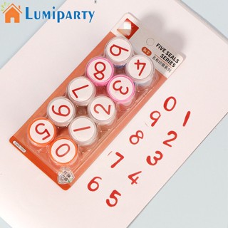 Lumiparty แสตมป์ตัวเลข 0-9 แห้งเร็ว ทรงกลม ลายหมึกน่ารัก Diy สําหรับตกแต่งอัลบั้มรูปภาพ 10 ชิ้น