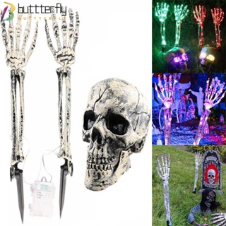 Buttterfly สายไฟ LED รูปหัวกะโหลก ด้านซ้าย และขวา ใช้แบตเตอรี่ สําหรับตกแต่งปาร์ตี้ฮาโลวีน