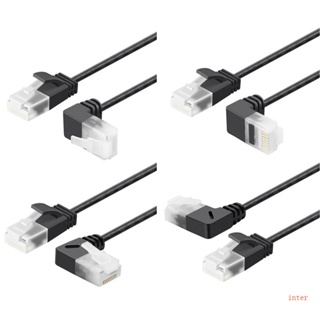 Inter สายเคเบิ้ลแพทช์ UTP 4 มุม 90° สายเคเบิลอีเธอร์เน็ต Cat6 RJ45 แบบบางพิเศษ