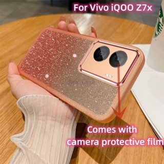 เคสนิ่ม สําหรับ 	Vivo IQOO Z7X Z 7x 5G 2023 เคสโทรศัพท์ ไล่ระดับสี กลิตเตอร์ วิบวับ วิบวับ เคสโทรศัพท์ น่ารัก แฟชั่น พร้อมฝาครอบกล้อง