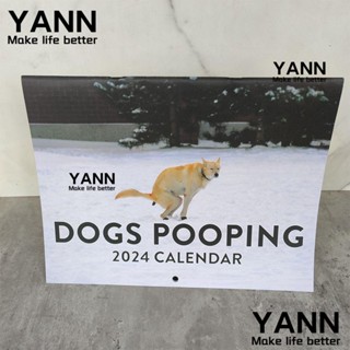 Yann1 ปฏิทินปี 2024 รูปสุนัขตลก สําหรับตกแต่งผนัง