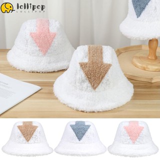 Lollipo1 หมวกบักเก็ต ผ้าขนสัตว์ ลายลูกศร แฟชั่นฤดูหนาว