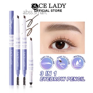 SACE LADY ดินสอเขียนคิ้วกันน้ำ Natural Finish สีสูง Sweat Proof Liquid Eye Brow ปากกายาวนาน Smooth Easy Blend TECH3
