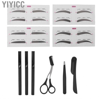 Yiyicc Eyebrow Grooming Kit Professional Portable Scissors Tweezers Brow Pencil Card Set c