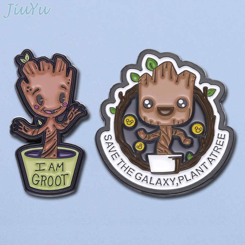 เข็มกลัด รูปการ์ตูน Groot น่ารัก ประหยัดกาแล็กซี่ ต้นไม้ ข้อความ เครื่องประดับ สําหรับแฟนคลับ เพื่อน