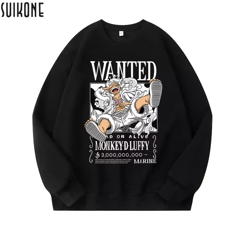Suikone เสื้อสเวตเตอร์แขนยาวผู้ชายญี่ปุ่น One Piece อะนิเมะพิมพ์แขนยาวคอกลมเสื้อหลวมใส่ได้ทั้งชายและหญิง