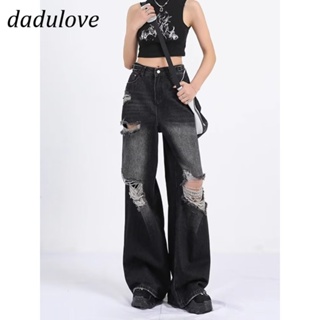 DaDulove💕 New American Ins High Street Retro Washed Ripped Jeans Niche High Waist Wide Leg Pants Trousers