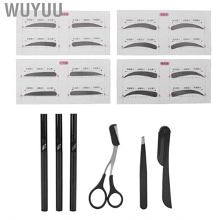 Wuyuu Eyebrow Grooming Kit Professional Portable Scissors Tweezers Brow Pencil Card Set c