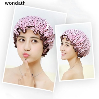 Wonda หมวกคลุมผมอาบน้ํา ผ้าซาติน กันน้ํา + ผ้าคลุมหัวฝักบัว วัสดุ Eva หลายสี หมวกอาบน้ํา แบบยืดหยุ่น สองชั้น สําหรับผู้หญิง