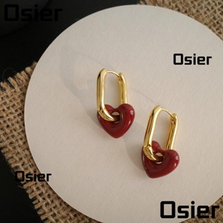 Osier1 ต่างหู จี้รูปหัวใจ สีไวน์แดง ถอดออกได้ เครื่องประดับแฟชั่น สไตล์วินเทจ ฝรั่งเศส ย้อนยุค โรแมนติก คุณภาพสูง สําหรับผู้หญิง