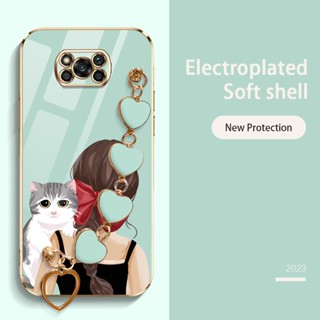 Ybd เคสโทรศัพท์มือถือ ลายโบว์ แมวน่ารัก หรูหรา พร้อมสายคล้องมือ สําหรับ Xiaomi POCO X3 Pro POCO X3 NFC