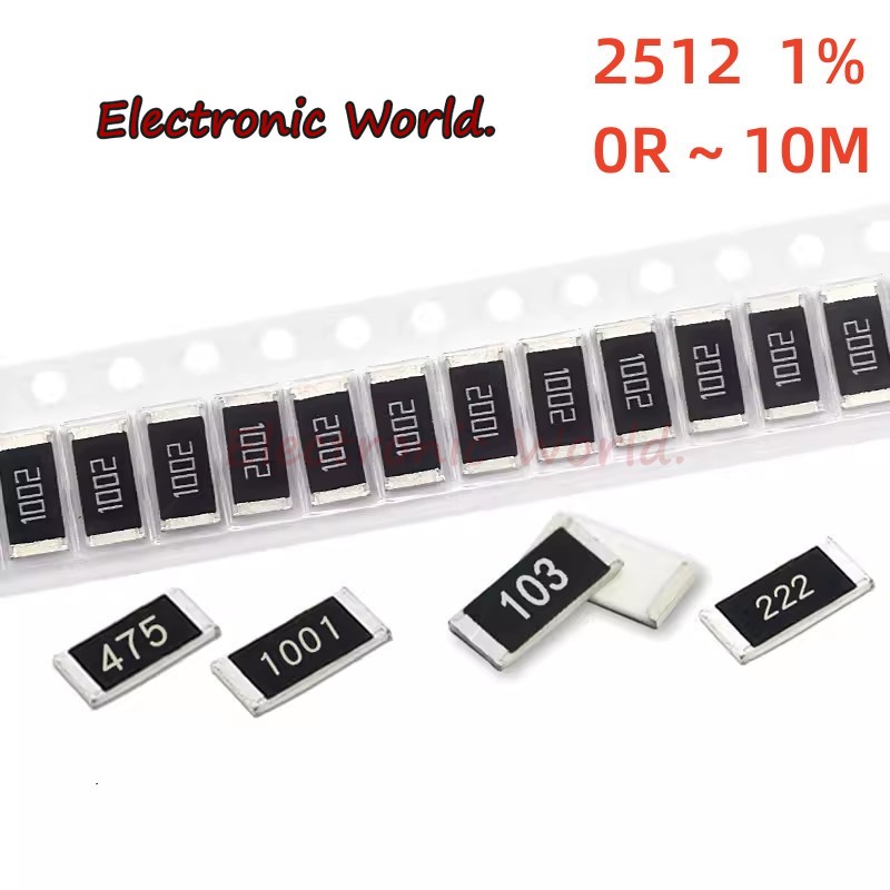 ตัวต้านทาน 2512 1% SMD 0R~10M 1W 0 1 10 150 220 330 470 โอห์ม 1K 2.2K 100K 220K 1R 100R 150R 220R 33