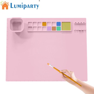 Lumiparty แผ่นรองแก้วน้ํา ซิลิโคน กันน้ํา ทนความร้อน พร้อมที่วางแปรง พับได้ สําหรับเด็ก