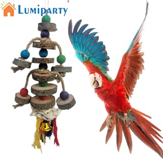 Lumiparty ของเล่นนกแก้ว บล็อกธรรมชาติ พร้อมตะขอ ลูกปัดไม้ หลากสี สําหรับนกแก้ว ขนาดเล็ก กลาง