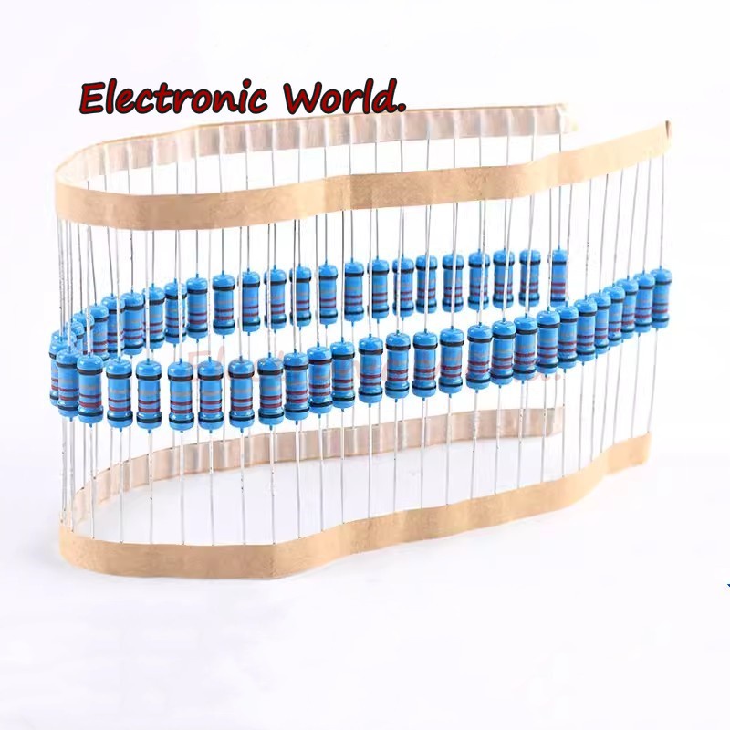 ตัวต้านทานฟิล์มโลหะ 1W 1% 0.1R-2.2M 10R 22R 47R 100R 330R 1K 4.7K 10K 22K 47K 100K 330K 470K 1 2 10 