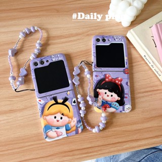 เคสโทรศัพท์มือถือเจลนิ่ม กันกระแทก ลายเจ้าหญิงผมบลอนด์ พร้อมสายคล้องข้อมือ สําหรับ Samsung Galaxy Z Flip 5 4 3