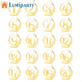 Lumiparty ป้ายตัวเลขอะคริลิค 1-20 สําหรับตกแต่งงานแต่งงาน งานเลี้ยง งานเลี้ยง งานต้อนรับ