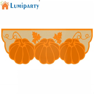 Lumiparty ผ้าคลุมโต๊ะ ผ้าพันคอ ลายฟักทอง ลูกไม้ สําหรับตกแต่งหน้าต่าง โต๊ะวันขอบคุณพระเจ้า