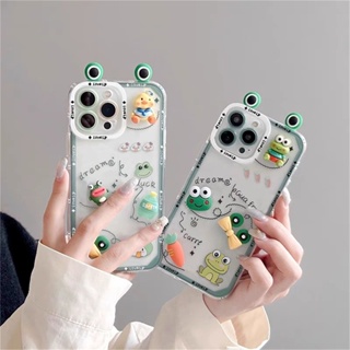 เคสโทรศัพท์มือถือแบบนิ่ม TPU ใส กันกระแทก ลายการ์ตูนกบน่ารัก 3D สําหรับ Samsung Galaxy A02 A10 A10S A11 A12 A20S A21S