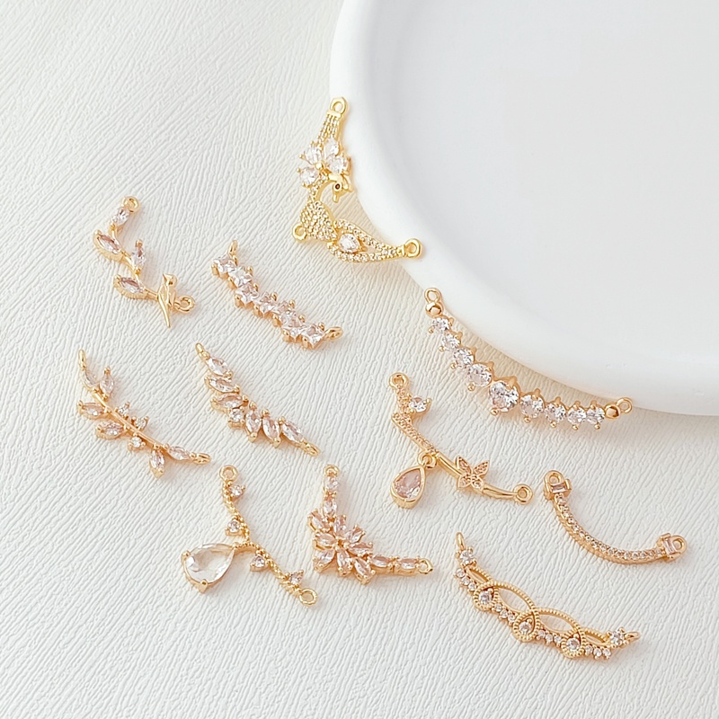 จี้สร้อยคอ รูปหยดน้ํา ประดับเพทาย ชุบทอง 14K แฮนด์เมด DIY