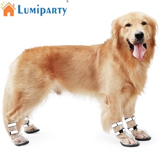 Lumiparty รองเท้าบูท กันฝน กันน้ํา กันลื่น ขนาดเล็กกลาง และใหญ่ สําหรับสัตว์เลี้ยง สุนัข 4 ชิ้น