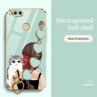 Ybd เคสโทรศัพท์มือถือ ประดับโบว์ ลายแมวน่ารัก หรูหรา พร้อมสายคล้อง สําหรับ Xiaomi Mi A1 5X 2017