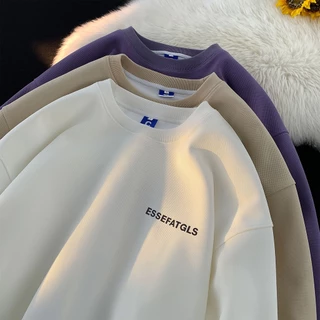 เสื้อกันหนาวแขนยาว คอกลม ทรงหลวม พิมพ์ลายตัวอักษร สไตล์วินเทจ แฟชั่นคลาสสิก สําหรับผู้ชาย และผู้หญิง